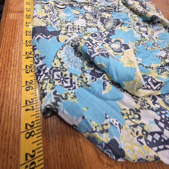 Ruby Rd Woman Blue Green Multi-Color Roll Sleeve Plus Size 2X Top - Picture 8 of 9